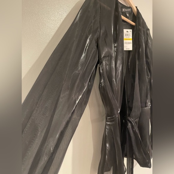 NWT-INC INTERNATIONAL CONCEPTS Women's Black Long-Sleeve Wrap Blouse Top Size M - Picture 7 of 10